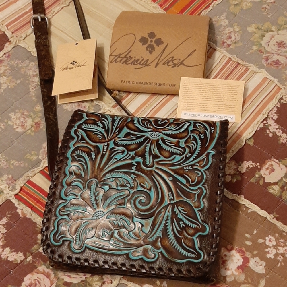 Patricia Nash tooled Granada turquoise crossbody